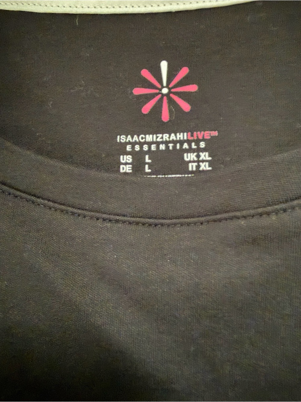 Isaac Mizrahi Black Long Sleeve Tee with Pink Logo